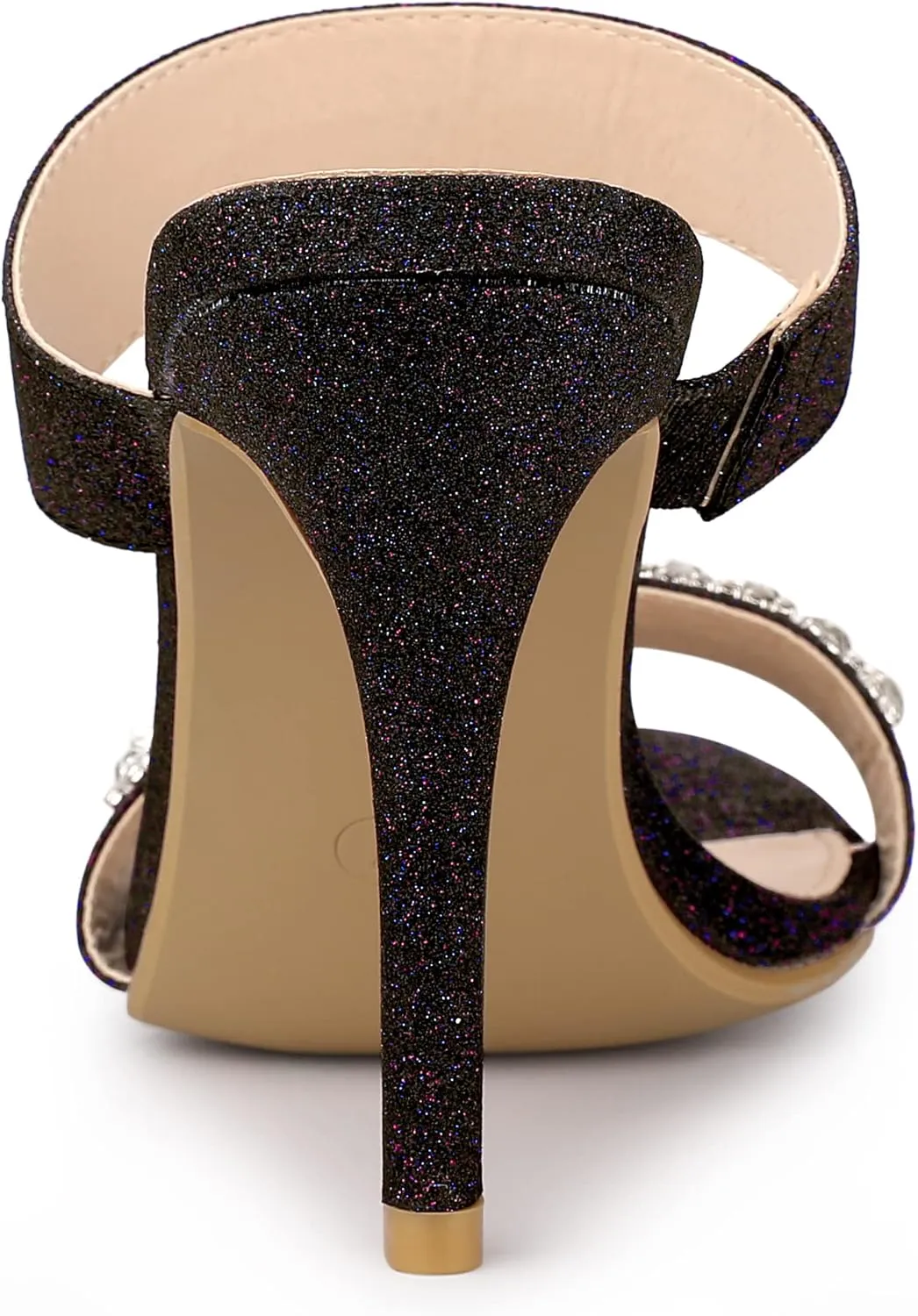 Allegra K Women's Glitter Rhinestone Stiletto Heels Sandals