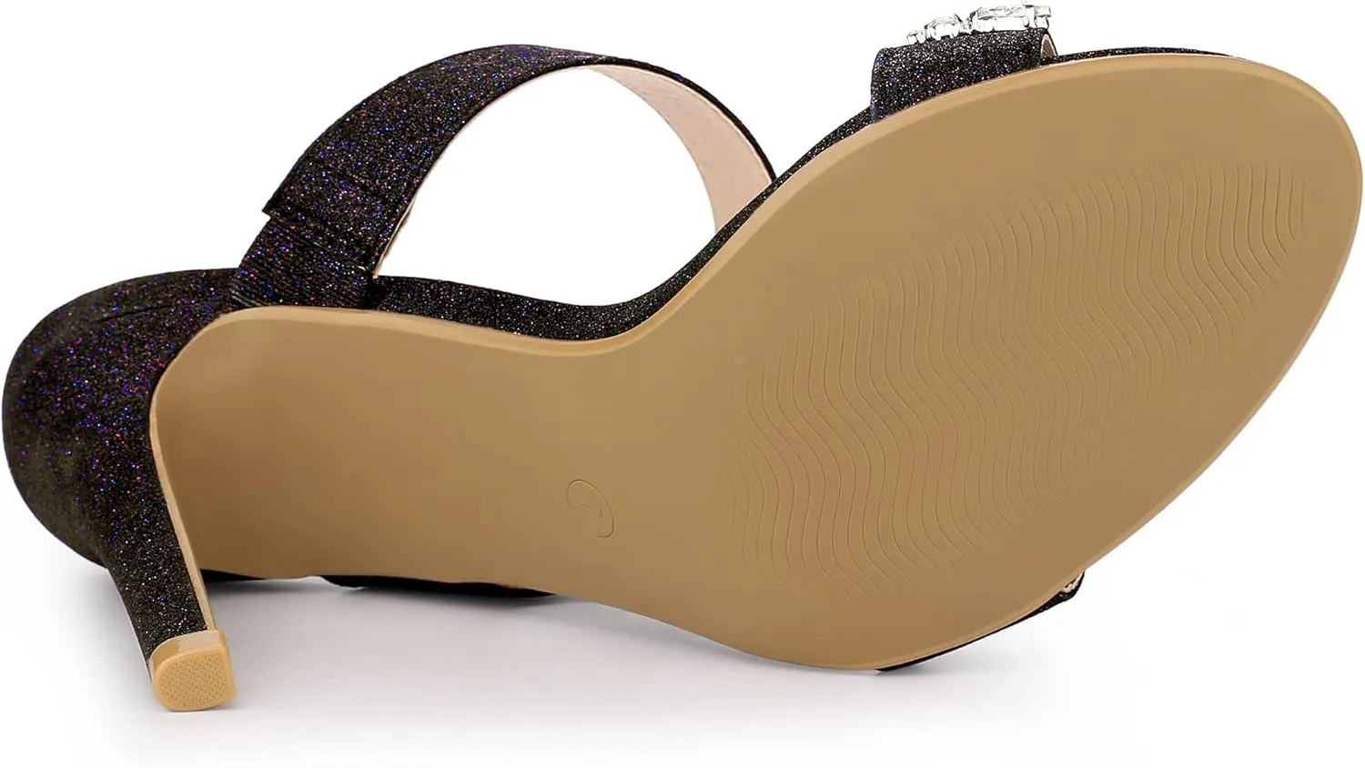 Allegra K Women's Glitter Rhinestone Stiletto Heels Sandals