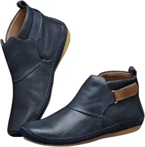 Ankle Boots for Women No Heel,2019 New Arch Support Boots Side Zipper Vintage Leather Damping Shoes Flat Heel Booties