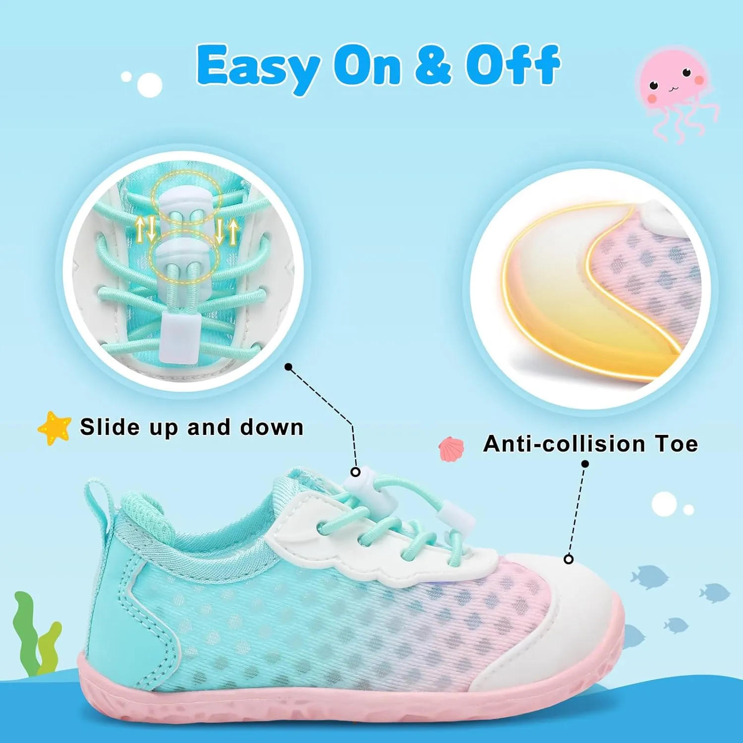 BARERUN Toddler Water Shoes Barefoot Kids Water Shoes Boys Girls Aqua Socks Quick-Dry Breathable Toddler Sandals Slip on Indoor Outdoor Walking Shoes for Beach Swim Pool