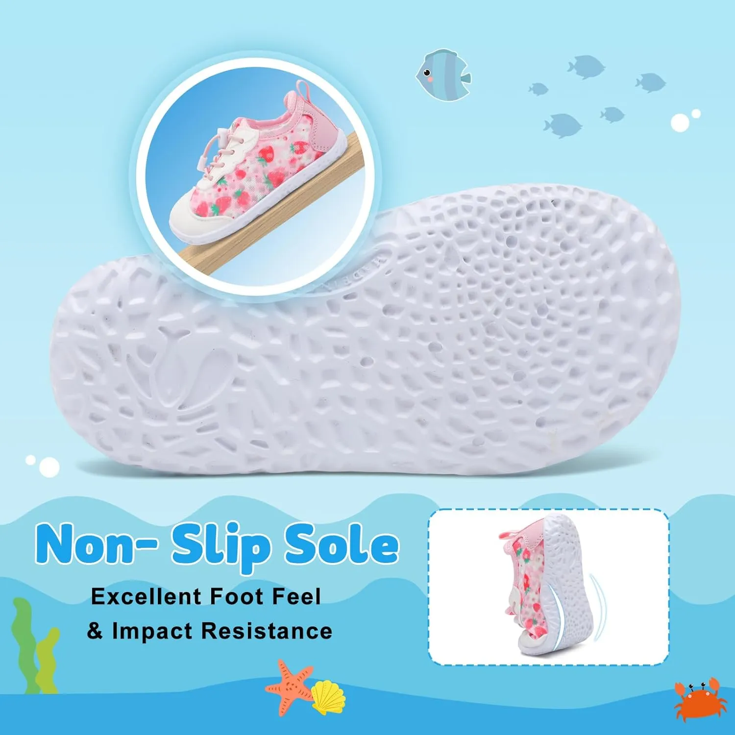 BARERUN Toddler Water Shoes Barefoot Kids Water Shoes Boys Girls Aqua Socks Quick-Dry Breathable Toddler Sandals Slip on Indoor Outdoor Walking Shoes for Beach Swim Pool