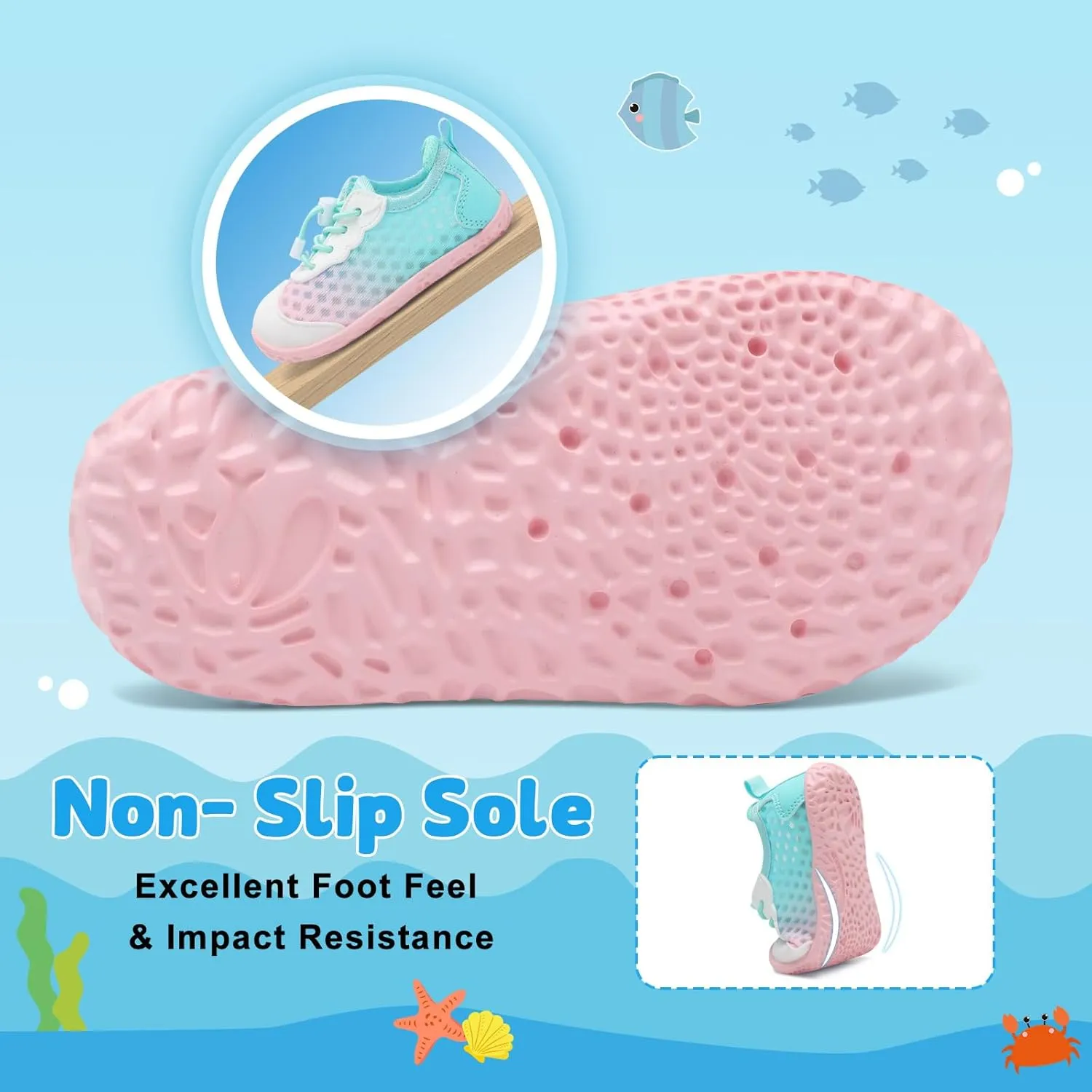 BARERUN Toddler Water Shoes Barefoot Kids Water Shoes Boys Girls Aqua Socks Quick-Dry Breathable Toddler Sandals Slip on Indoor Outdoor Walking Shoes for Beach Swim Pool