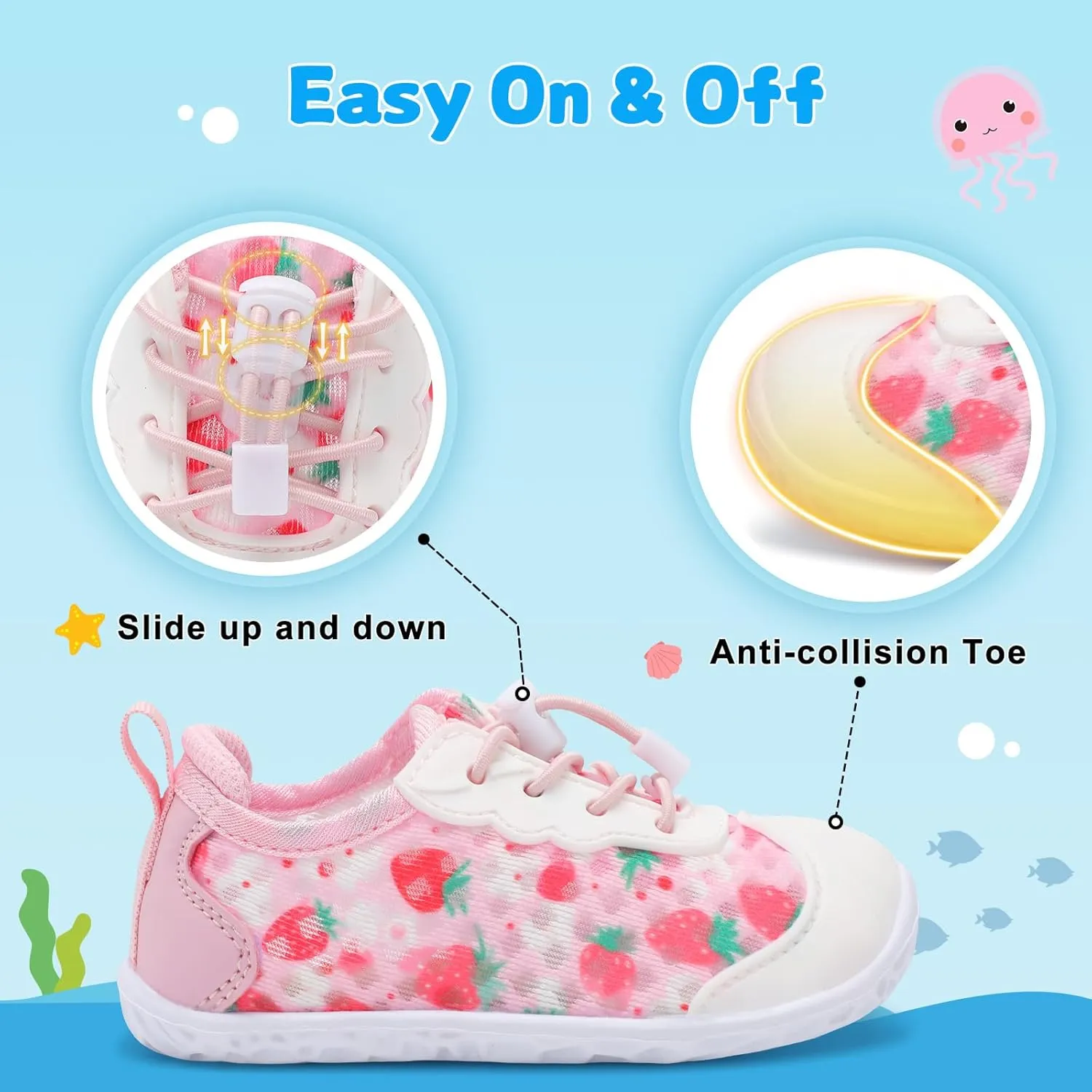 BARERUN Toddler Water Shoes Barefoot Kids Water Shoes Boys Girls Aqua Socks Quick-Dry Breathable Toddler Sandals Slip on Indoor Outdoor Walking Shoes for Beach Swim Pool