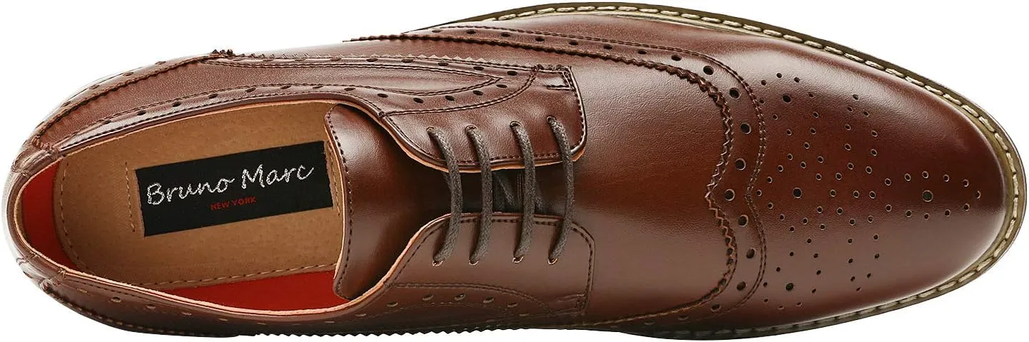 Bruno Moda Italy Men's Prince Classic Modern Formal Oxford Wingtip Lace Up Dress Shoes