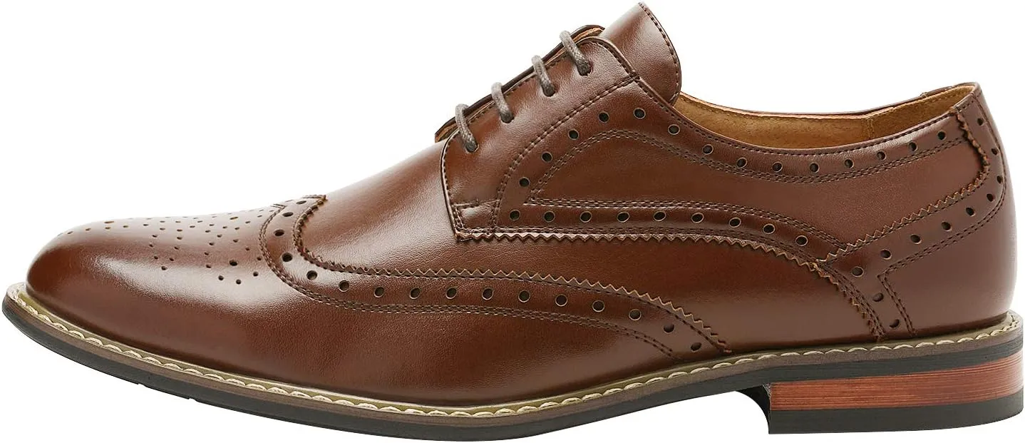 Bruno Moda Italy Men's Prince Classic Modern Formal Oxford Wingtip Lace Up Dress Shoes