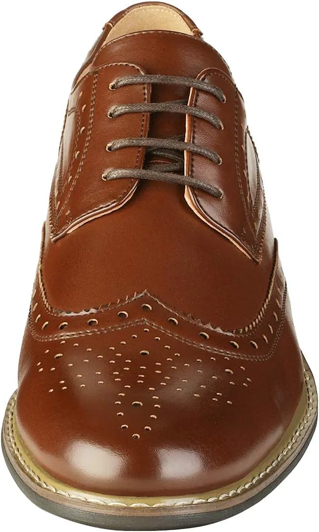 Bruno Moda Italy Men's Prince Classic Modern Formal Oxford Wingtip Lace Up Dress Shoes