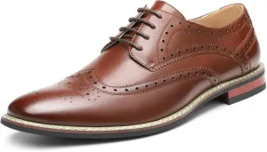 Bruno Moda Italy Men's Prince Classic Modern Formal Oxford Wingtip Lace Up Dress Shoes