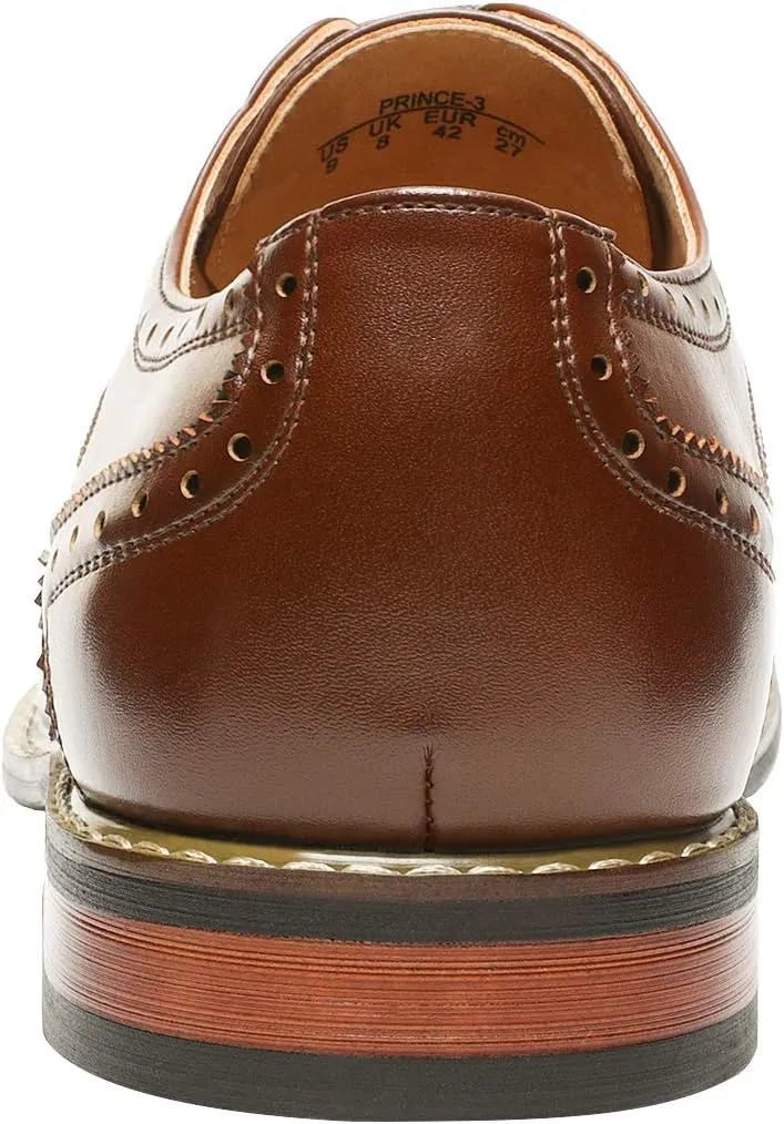 Bruno Moda Italy Men's Prince Classic Modern Formal Oxford Wingtip Lace Up Dress Shoes
