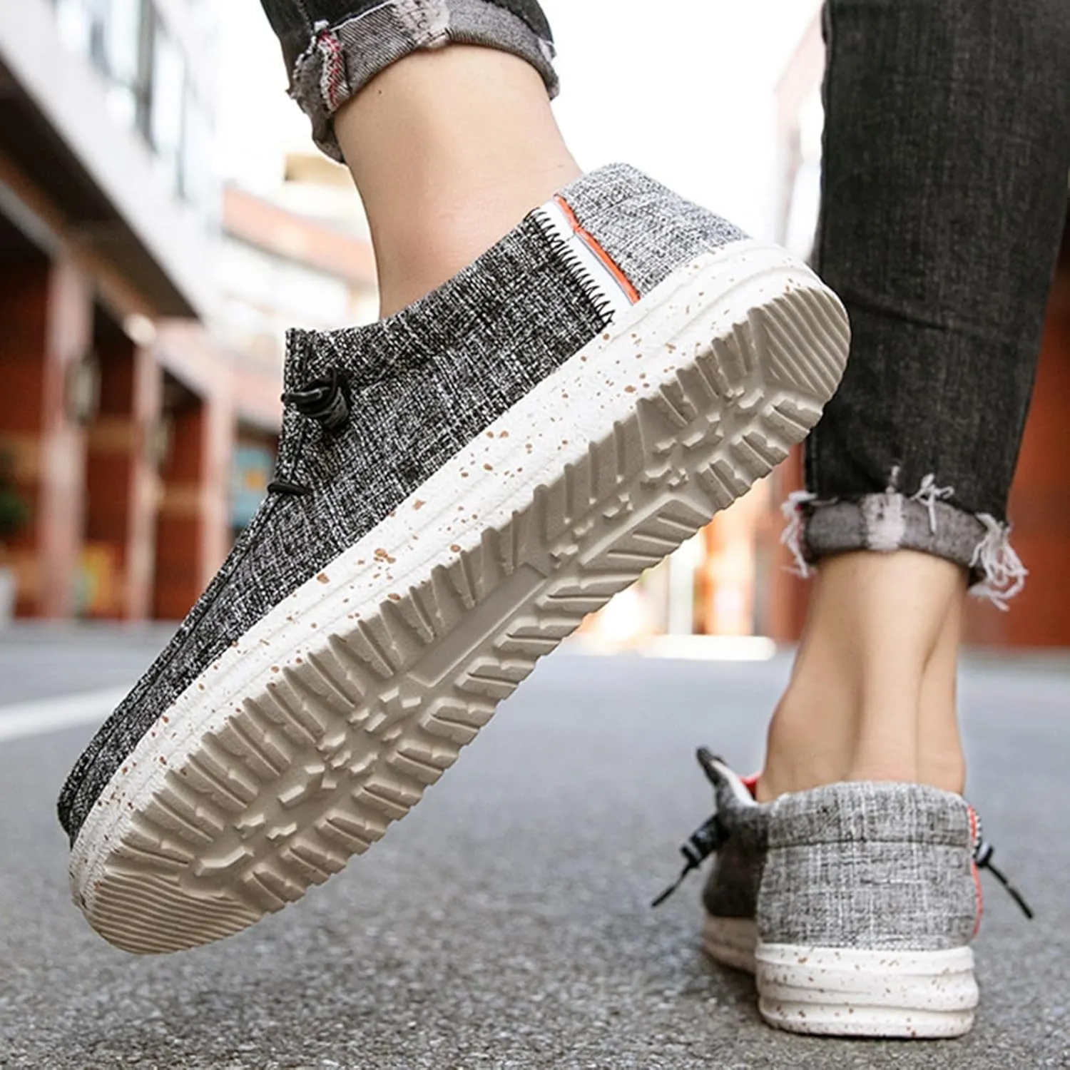 Canvas Boat Shoes Men,Fashion Slip Resistant Mens Loafers Slip On,Classic Look Lightweight Breathable Deck Shoes,Comfort Fit & Wet Grip Rubber Soles