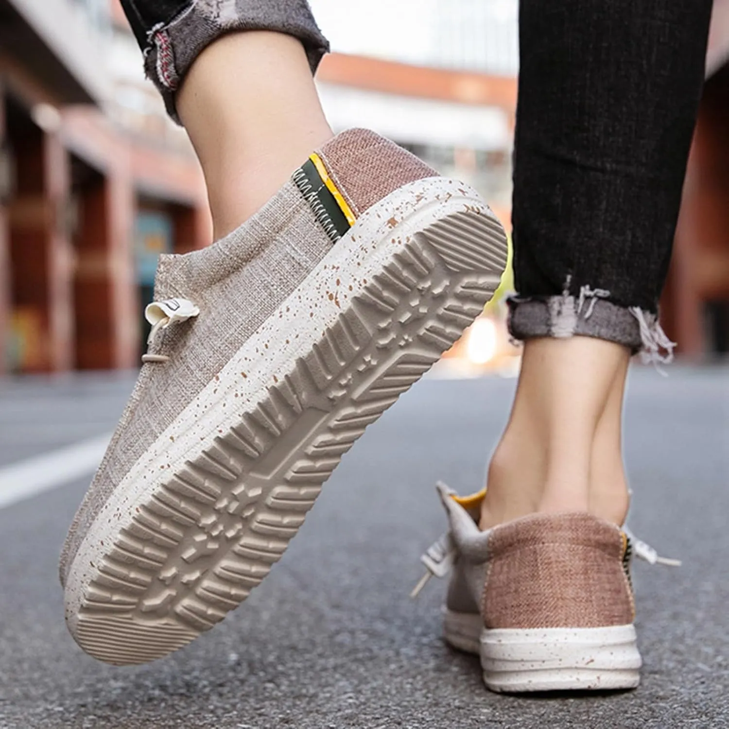 Canvas Boat Shoes Men,Fashion Slip Resistant Mens Loafers Slip On,Classic Look Lightweight Breathable Deck Shoes,Comfort Fit & Wet Grip Rubber Soles