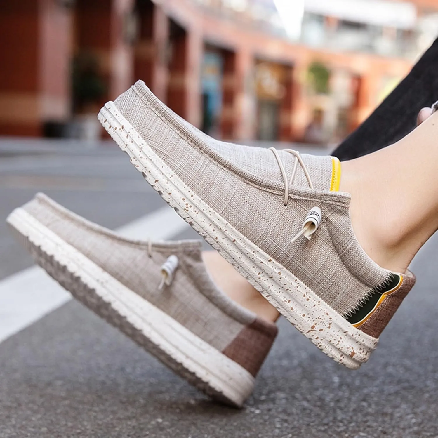Canvas Boat Shoes Men,Fashion Slip Resistant Mens Loafers Slip On,Classic Look Lightweight Breathable Deck Shoes,Comfort Fit & Wet Grip Rubber Soles