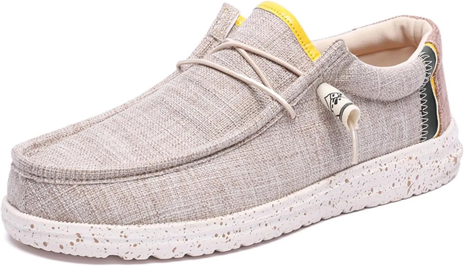 Canvas Boat Shoes Men,Fashion Slip Resistant Mens Loafers Slip On,Classic Look Lightweight Breathable Deck Shoes,Comfort Fit & Wet Grip Rubber Soles
