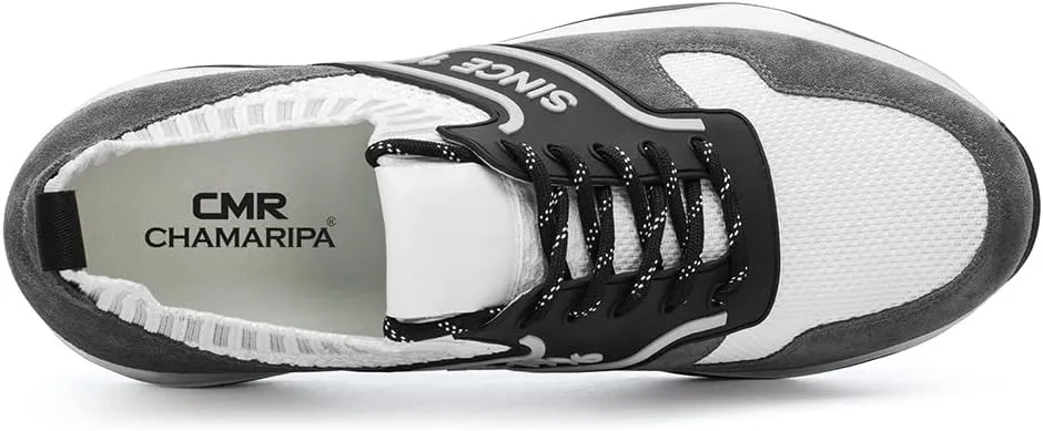 CHAMARIPA Men's Height Increasing Elevator Shoes Invisible Sneakers Lifting Shoes Hidden Heel Trainers