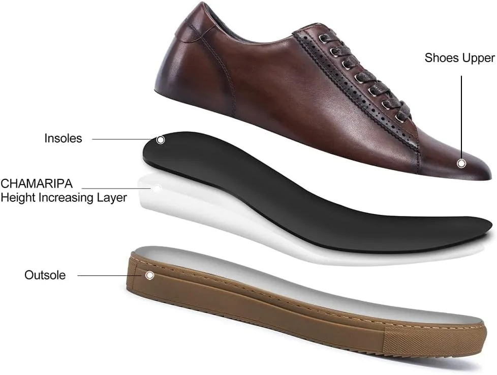 CHAMARIPA Men's Invisible Height Increasing Elevator Shoes Sneakers Lifting Shoes Taller Hidden Heel Trainers