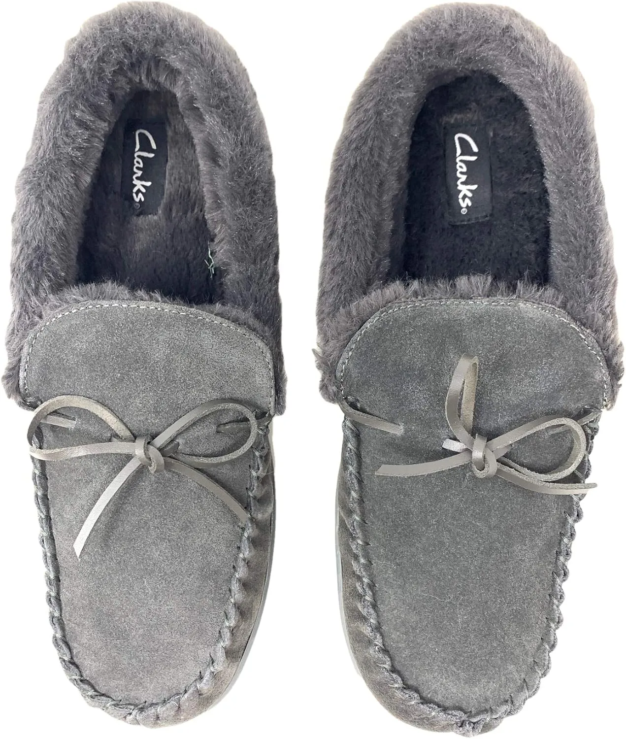 Clarks Women's Faux Fur Lined Moccasin House Shoe Indoor & Outdoor Slipper