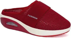Diabetic Air-Cushion Slip-On Walking Shoes Summer Backless Walking Mules Orthopedic Diabetic Slippers Breathable Mesh Air Cushion Shoe Open Back Slip On Shoe Lightweight Slippers with Arch-Support