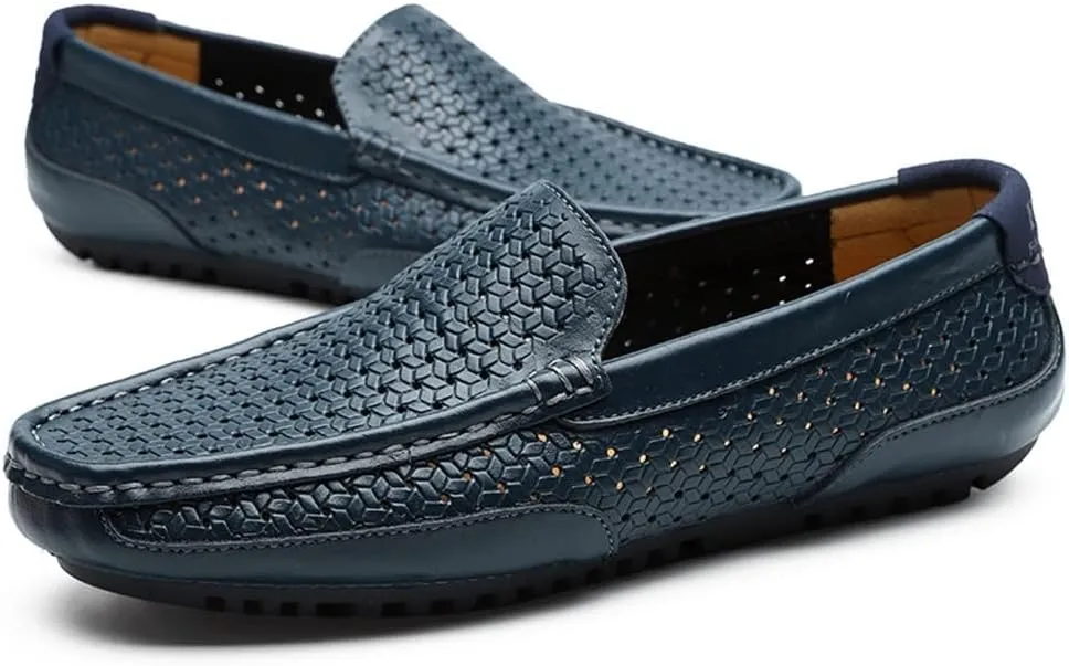 Driving Moccasins for Men Moccasins Shoes Solid Colors Breathable Leather Anti-Slip Resistant Flat Heel Lightweight Casual Slip On