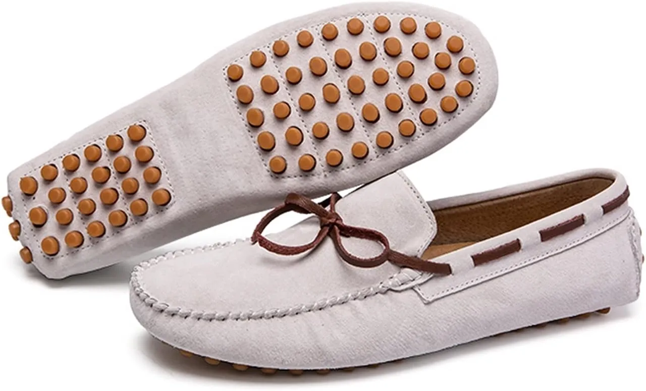Driving Moccasins for Men Round Toe PU Leather Moccasins Boat Shoes Resistant Flat Heel Anti-Slip Outdoor Slip On for Any Attire
