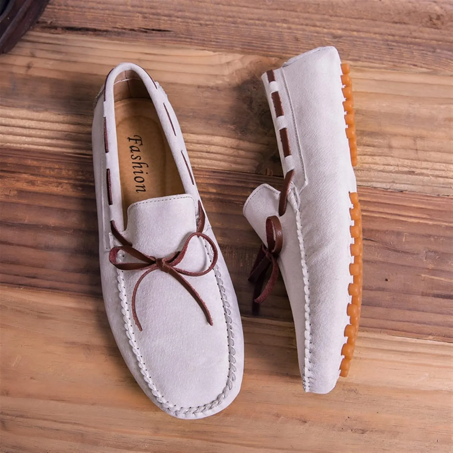 Driving Moccasins for Men Round Toe PU Leather Moccasins Boat Shoes Resistant Flat Heel Anti-Slip Outdoor Slip On for Any Attire