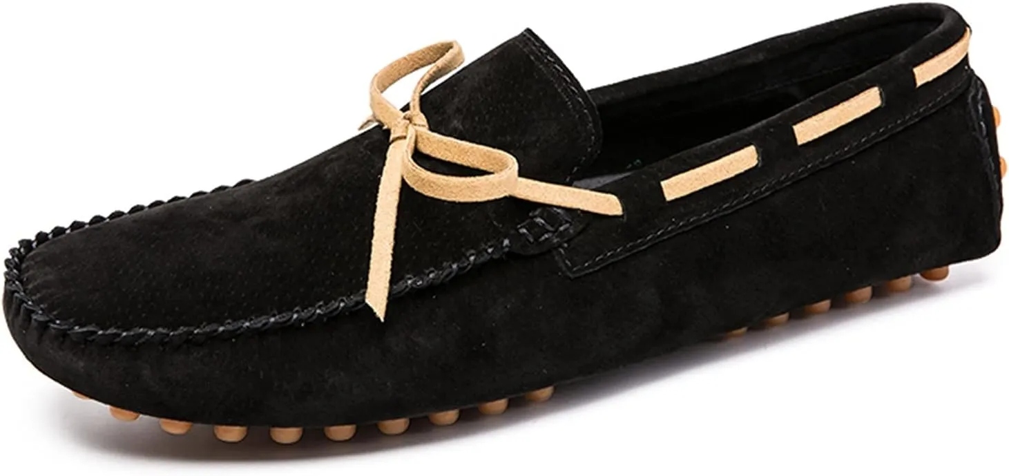 Driving Moccasins for Men Round Toe PU Leather Moccasins Boat Shoes Resistant Flat Heel Anti-Slip Outdoor Slip On for Any Attire