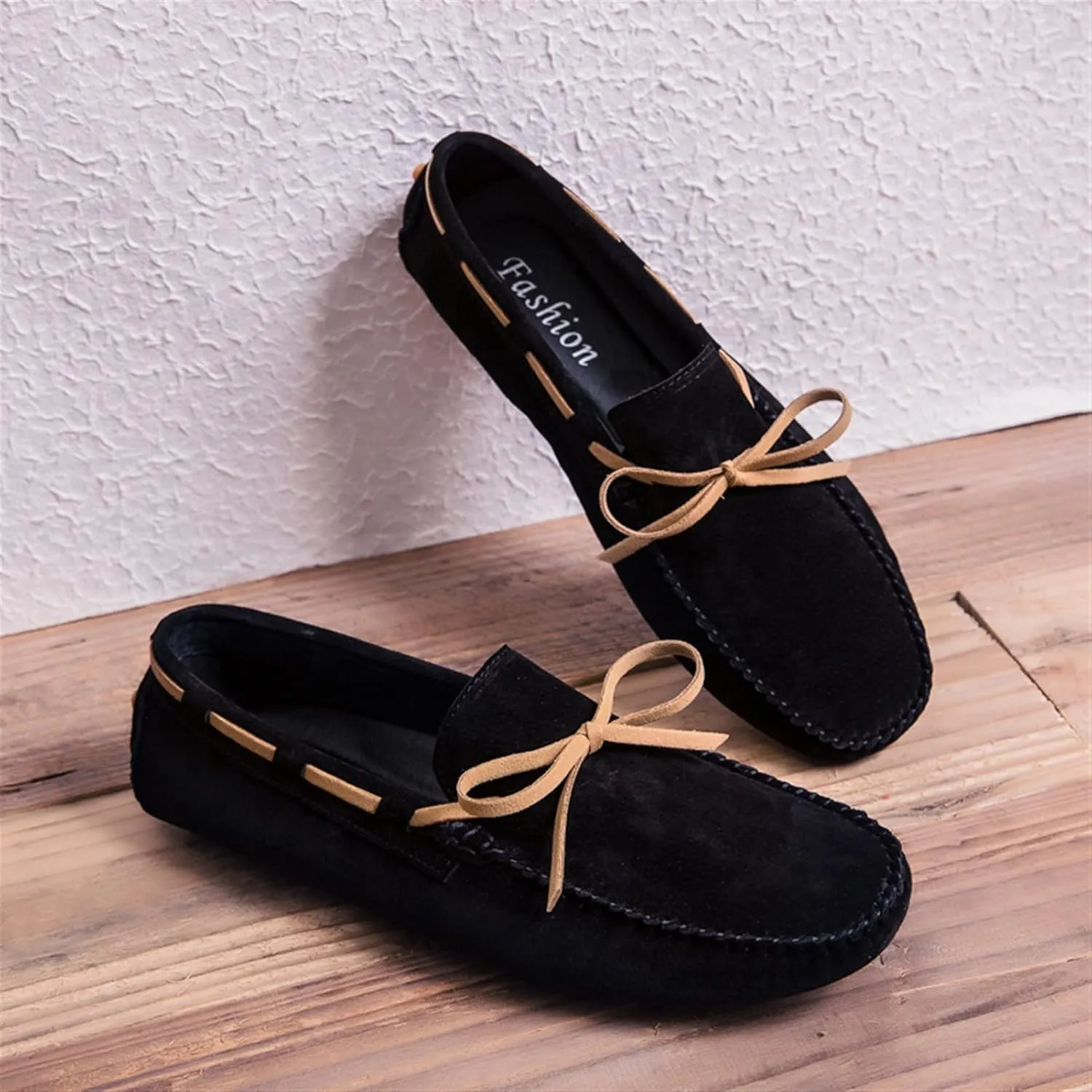 Driving Moccasins for Men Round Toe PU Leather Moccasins Boat Shoes Resistant Flat Heel Anti-Slip Outdoor Slip On for Any Attire