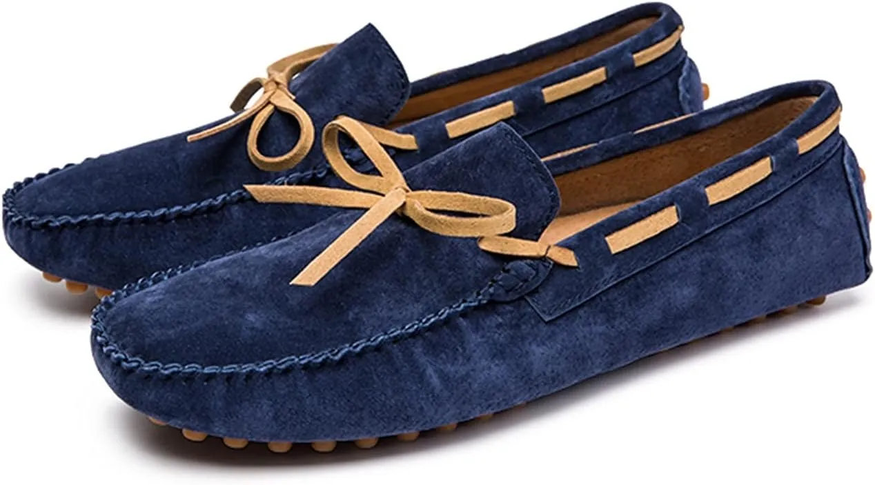 Driving Moccasins for Men Round Toe PU Leather Moccasins Boat Shoes Resistant Flat Heel Anti-Slip Outdoor Slip On for Any Attire
