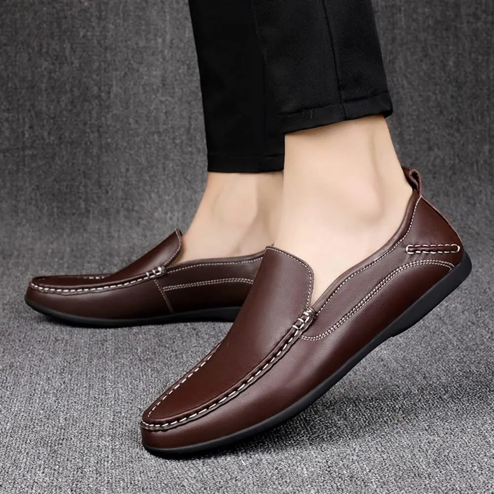 Driving Moccasins Smoking Loafer for Men Simple Venetian Loafers Moccasins Shoes Leather Lightweight Anti-Slip Resistant Casual Slip On for Any Attire
