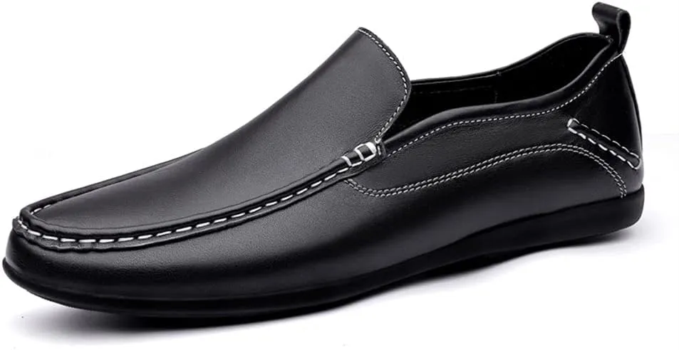 Driving Moccasins Smoking Loafer for Men Simple Venetian Loafers Moccasins Shoes Leather Lightweight Anti-Slip Resistant Casual Slip On for Any Attire