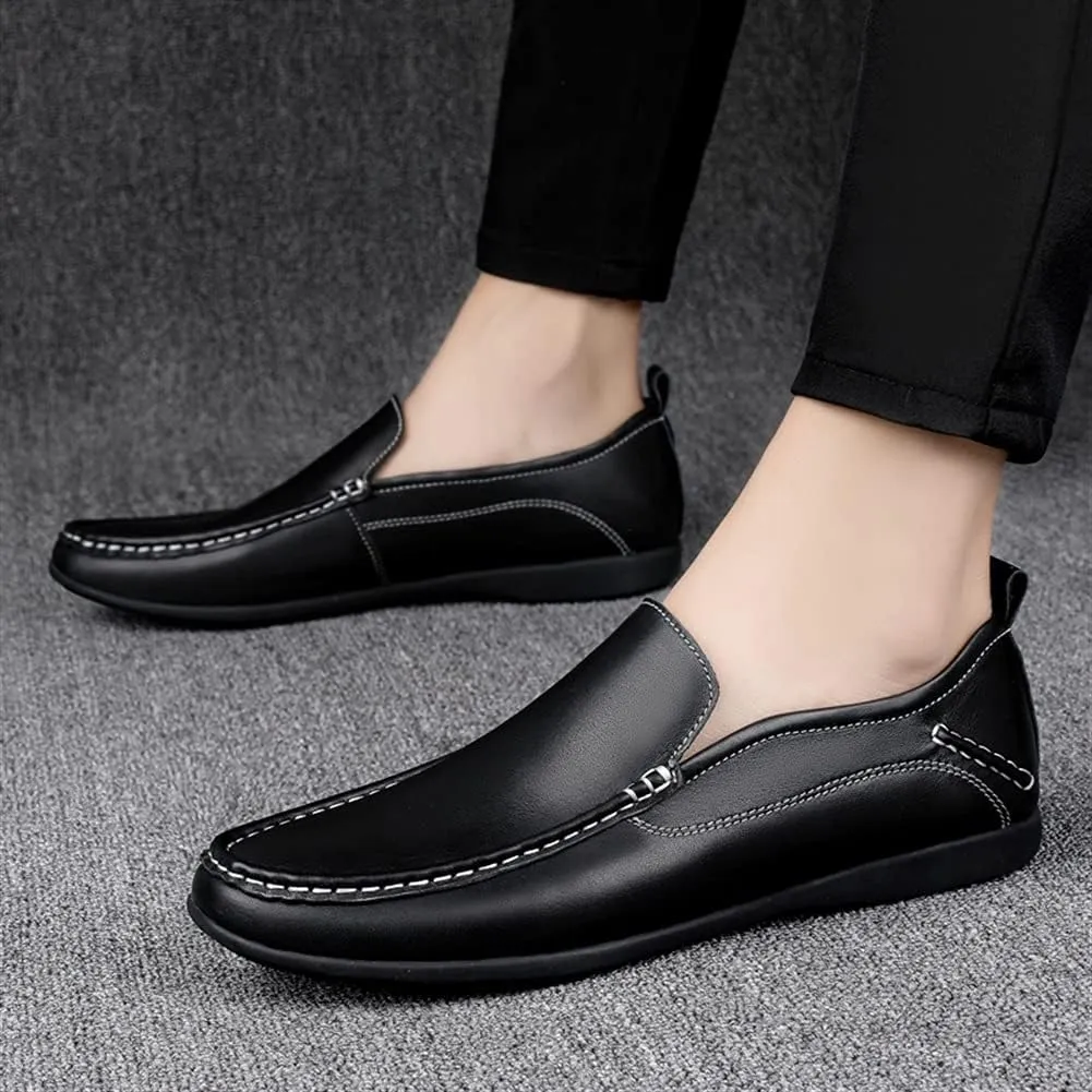 Driving Moccasins Smoking Loafer for Men Simple Venetian Loafers Moccasins Shoes Leather Lightweight Anti-Slip Resistant Casual Slip On for Any Attire