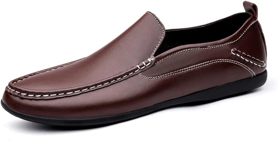 Driving Moccasins Smoking Loafer for Men Simple Venetian Loafers Moccasins Shoes Leather Lightweight Anti-Slip Resistant Casual Slip On for Any Attire