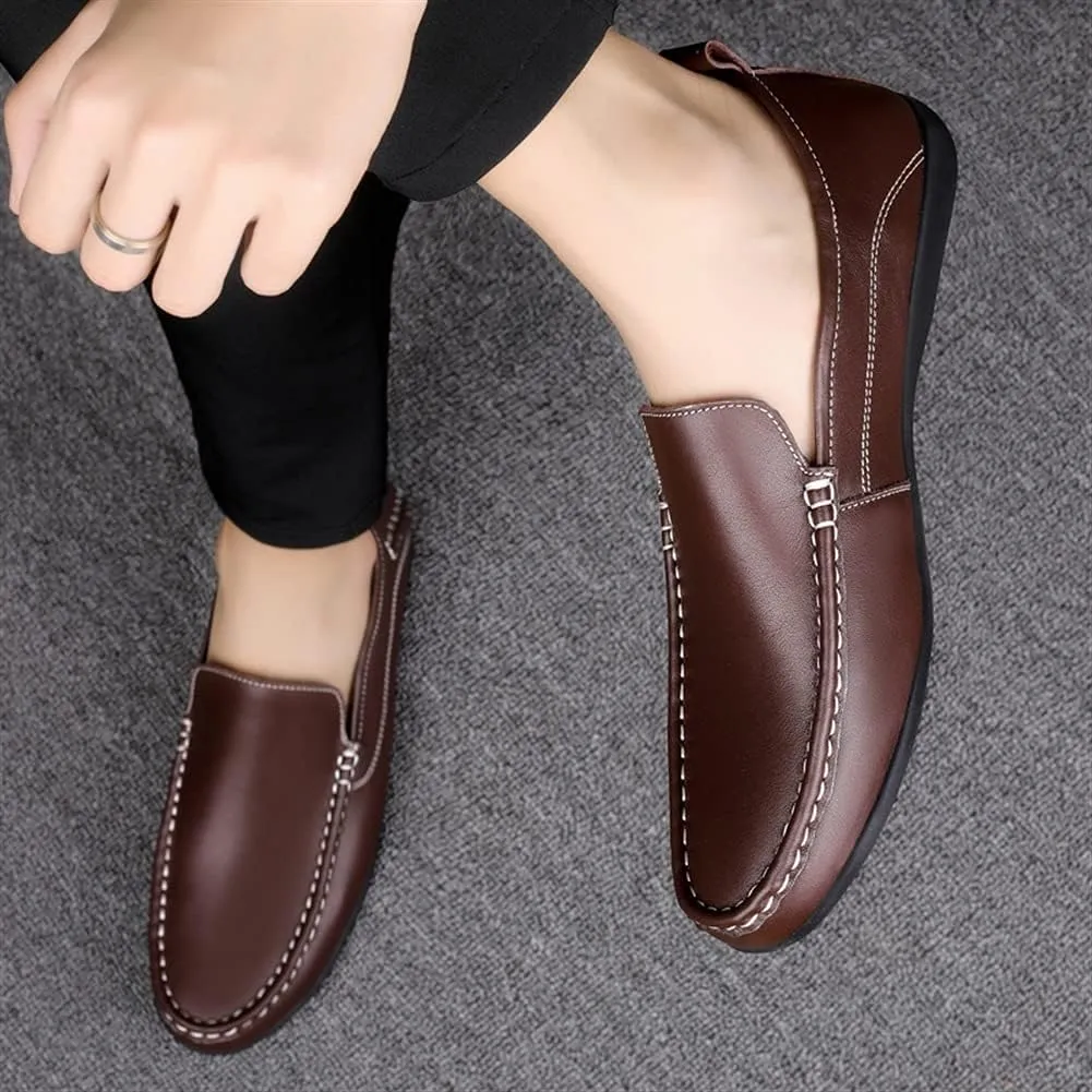 Driving Moccasins Smoking Loafer for Men Simple Venetian Loafers Moccasins Shoes Leather Lightweight Anti-Slip Resistant Casual Slip On for Any Attire