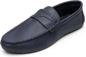 Easy to Put and Remove Driving Moccasins Smoking Loafer for Men Simple Moccasins Shoes Leather Anti-Slip Resistant Flexible Casual Slip On for All Occasions (Color : Blue, Size : 7)