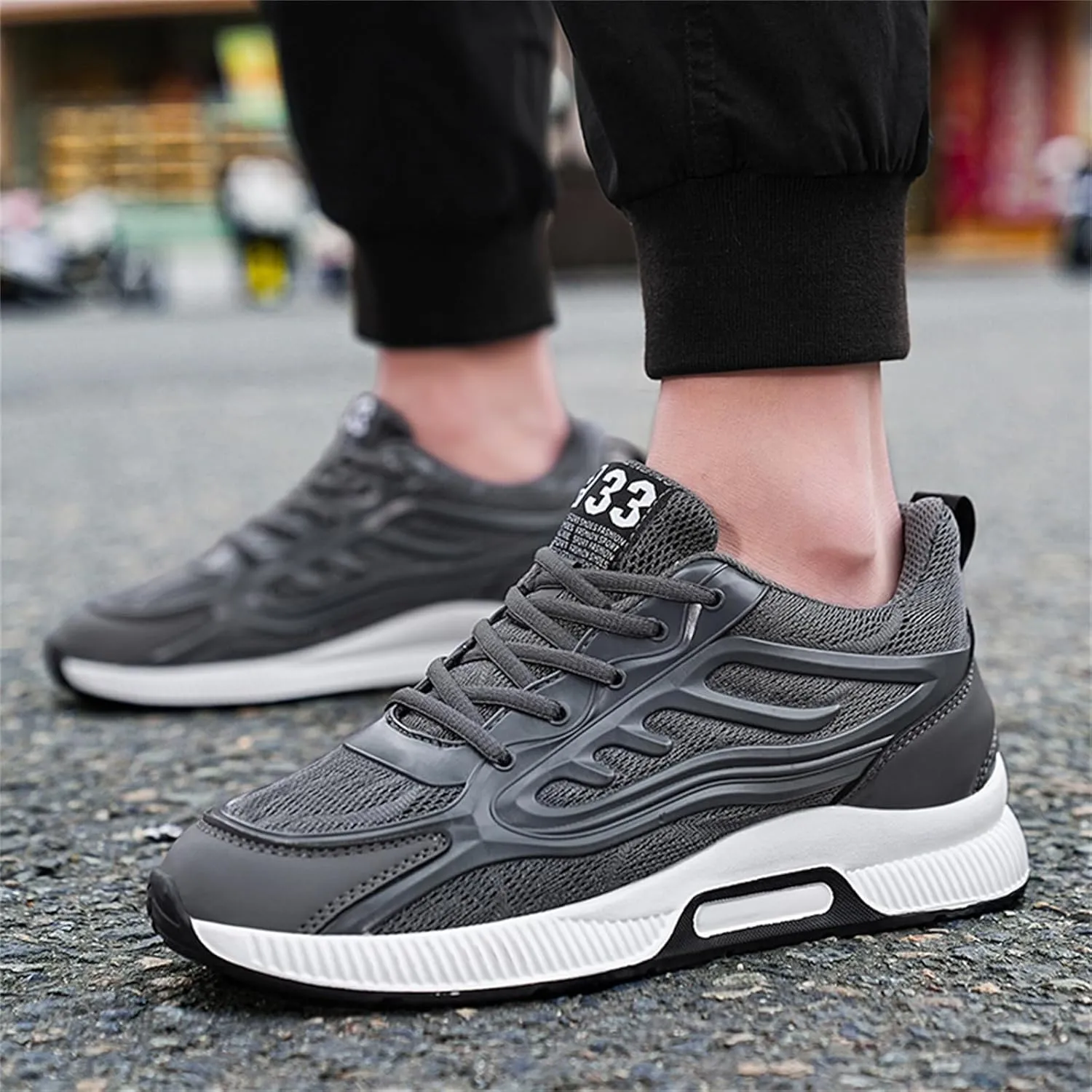 FLIOZY Men’s Invisible Height Increasing Elevator Sneakers – 2.36” Hidden Heel Trainers, Lace-Up Fashion Sports Shoes for a Taller Look, Lightweight & Breathable
