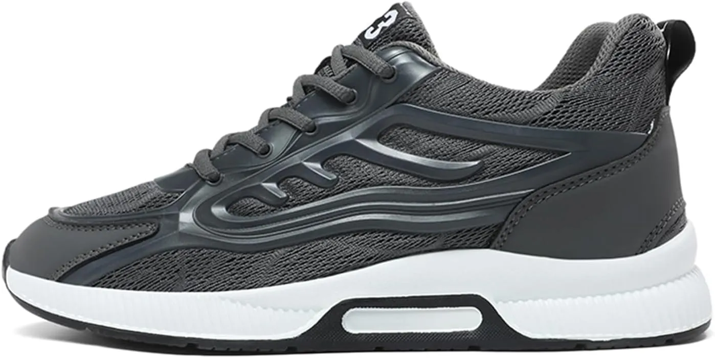 FLIOZY Men’s Invisible Height Increasing Elevator Sneakers – 2.36” Hidden Heel Trainers, Lace-Up Fashion Sports Shoes for a Taller Look, Lightweight & Breathable