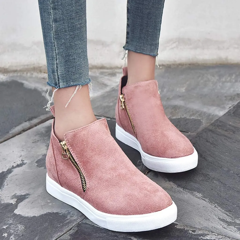 Gibobby Sneakers for Women Wide Width,Casual Slip On Lazy Shoes Breathable Hollow-Out Flat Loafers Wedge Shoes