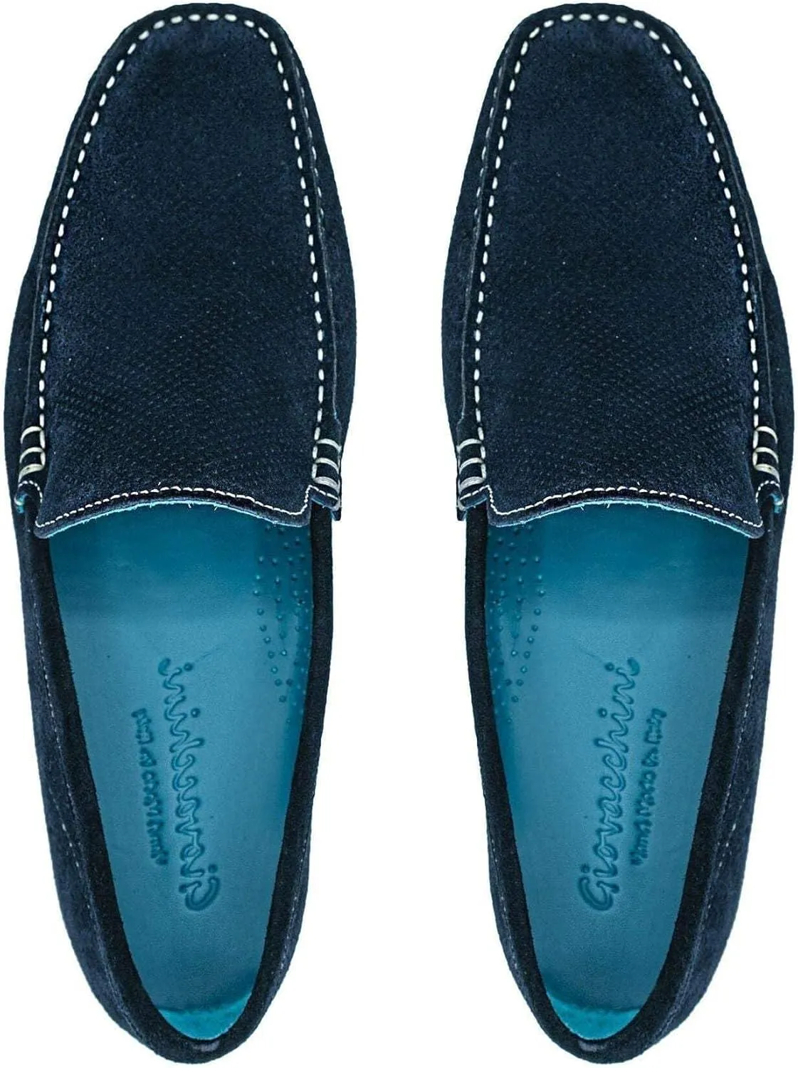 Giovacchini Shoes Men's Diego Perforated Suede Slip-on Moccasins