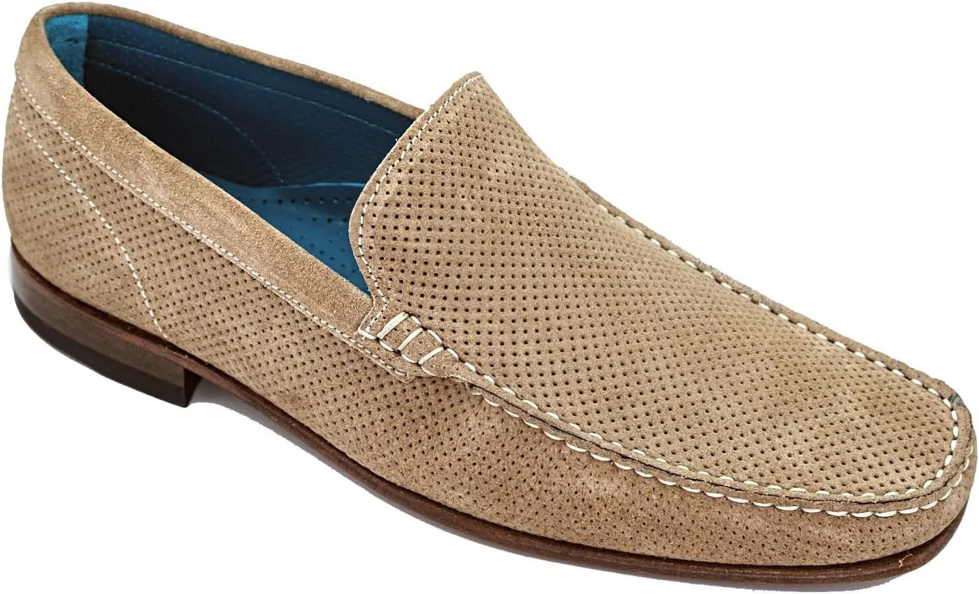 Giovacchini Shoes Men's Diego Perforated Suede Slip-on Moccasins