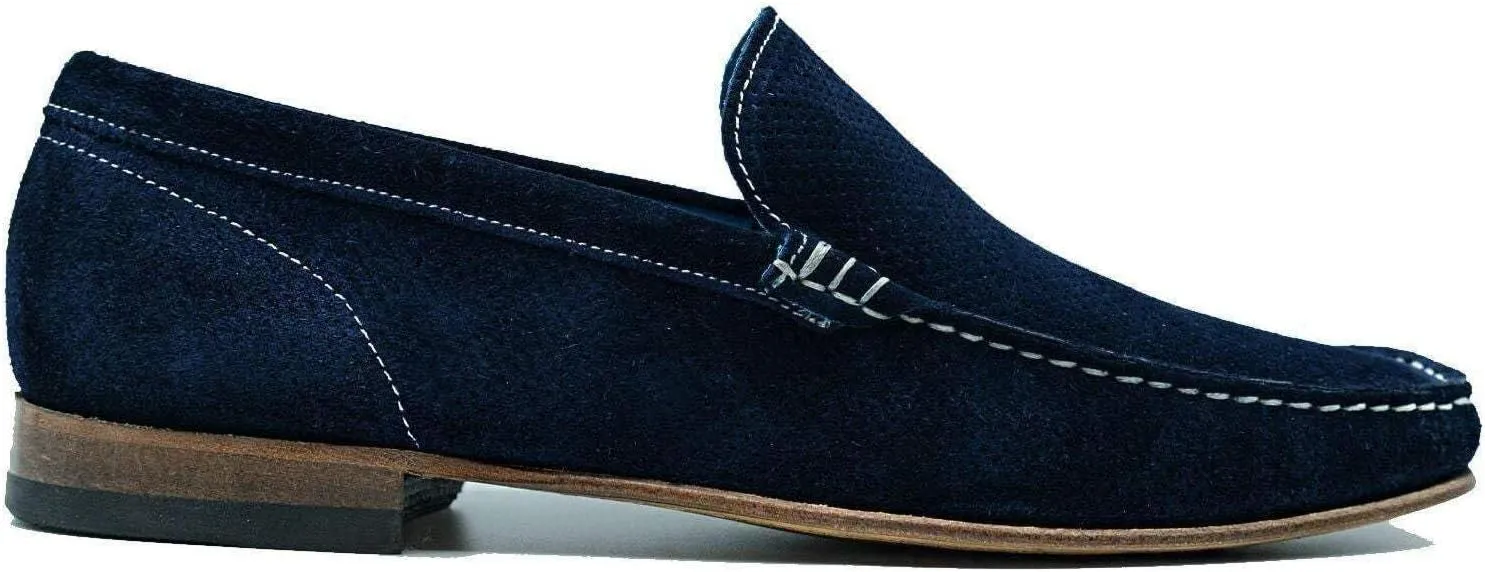 Giovacchini Shoes Men's Diego Perforated Suede Slip-on Moccasins