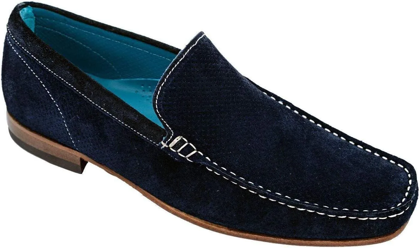Giovacchini Shoes Men's Diego Perforated Suede Slip-on Moccasins