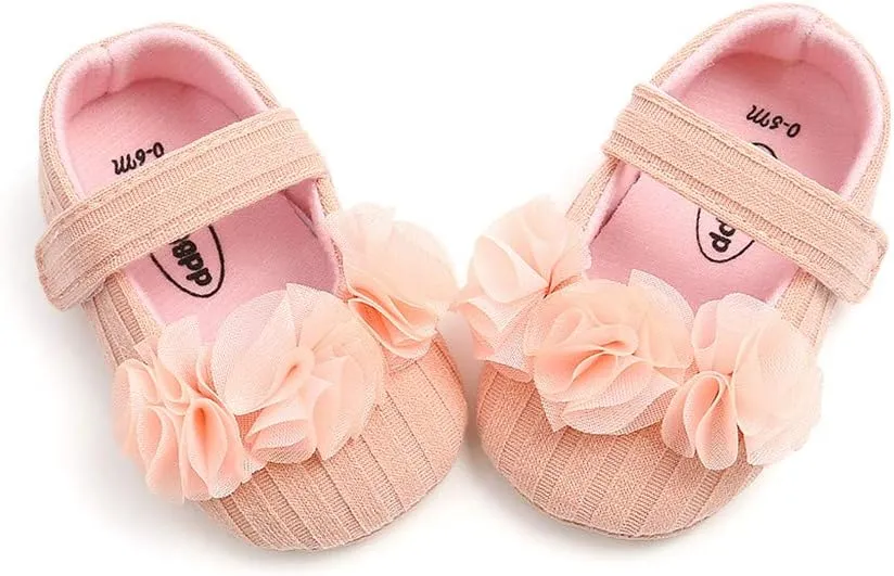 Girls Floral Princess Mary Jane Shoes Soft Sole Infant Moccasins Prewalker Wedding Dress Shoes