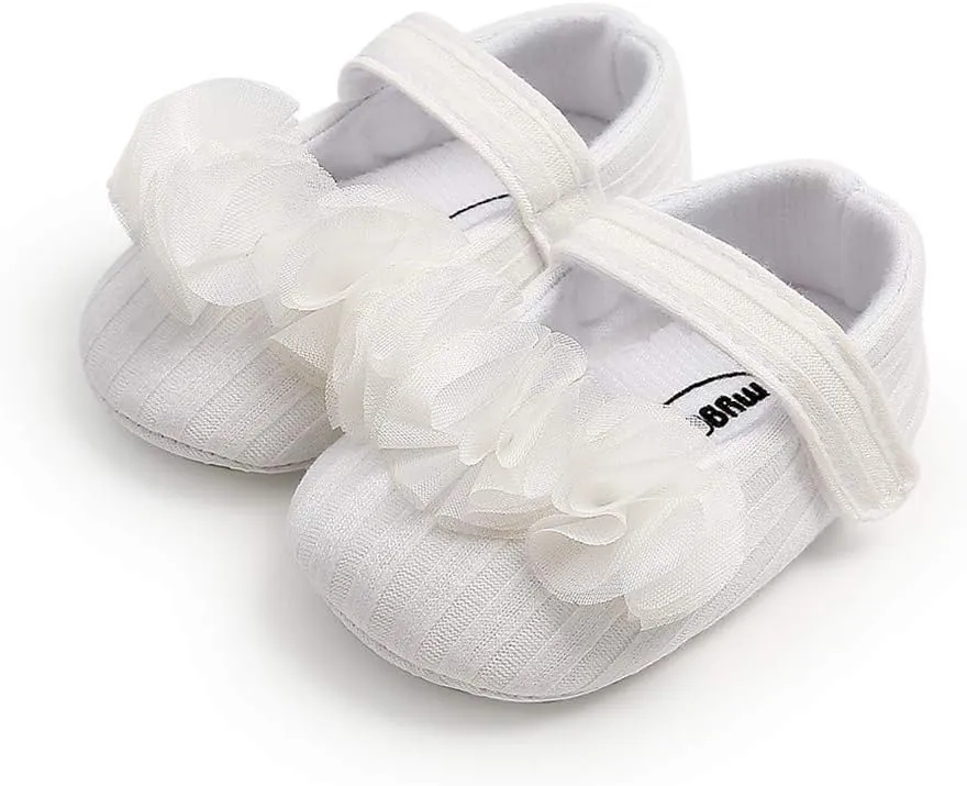 Girls Floral Princess Mary Jane Shoes Soft Sole Infant Moccasins Prewalker Wedding Dress Shoes