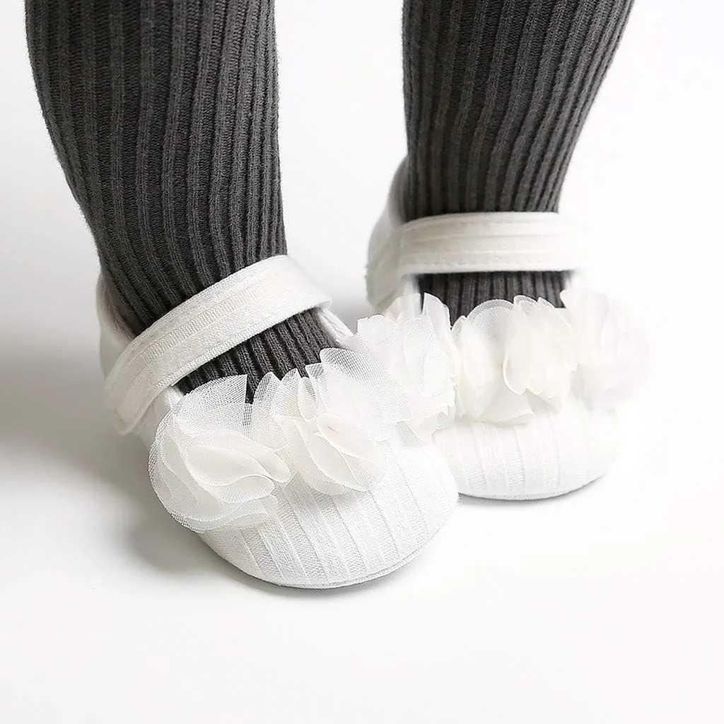 Girls Floral Princess Mary Jane Shoes Soft Sole Infant Moccasins Prewalker Wedding Dress Shoes