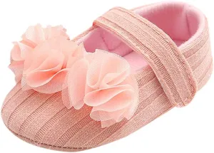 Girls Floral Princess Mary Jane Shoes Soft Sole Infant Moccasins Prewalker Wedding Dress Shoes