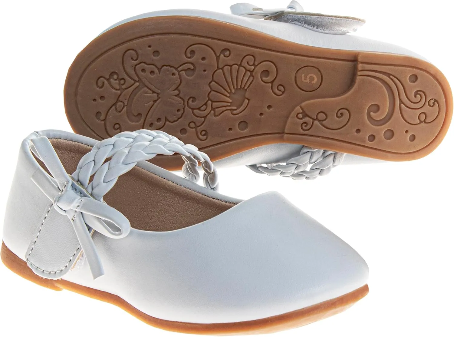 Girls Maryjane Flats Slipon Dual Strap Closure - Formal Dress Shoes Mary Jane Sandal Flat