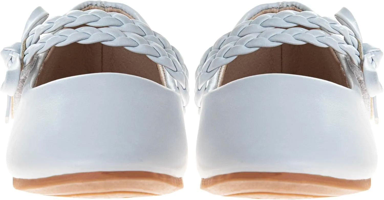 Girls Maryjane Flats Slipon Dual Strap Closure - Formal Dress Shoes Mary Jane Sandal Flat