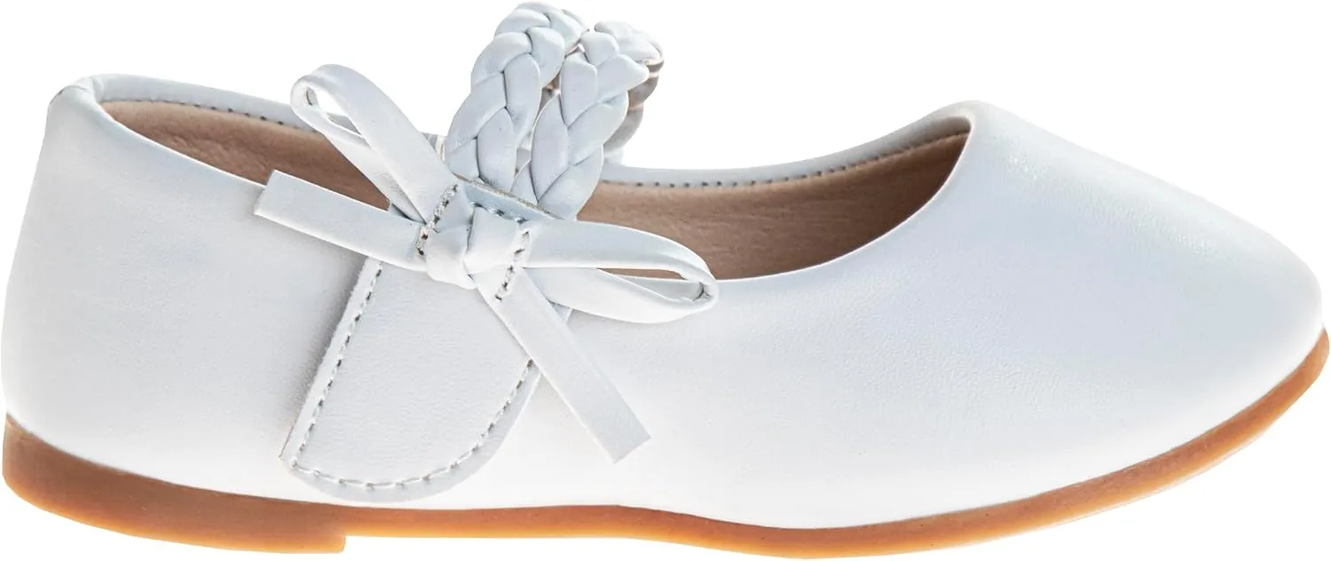 Girls Maryjane Flats Slipon Dual Strap Closure - Formal Dress Shoes Mary Jane Sandal Flat