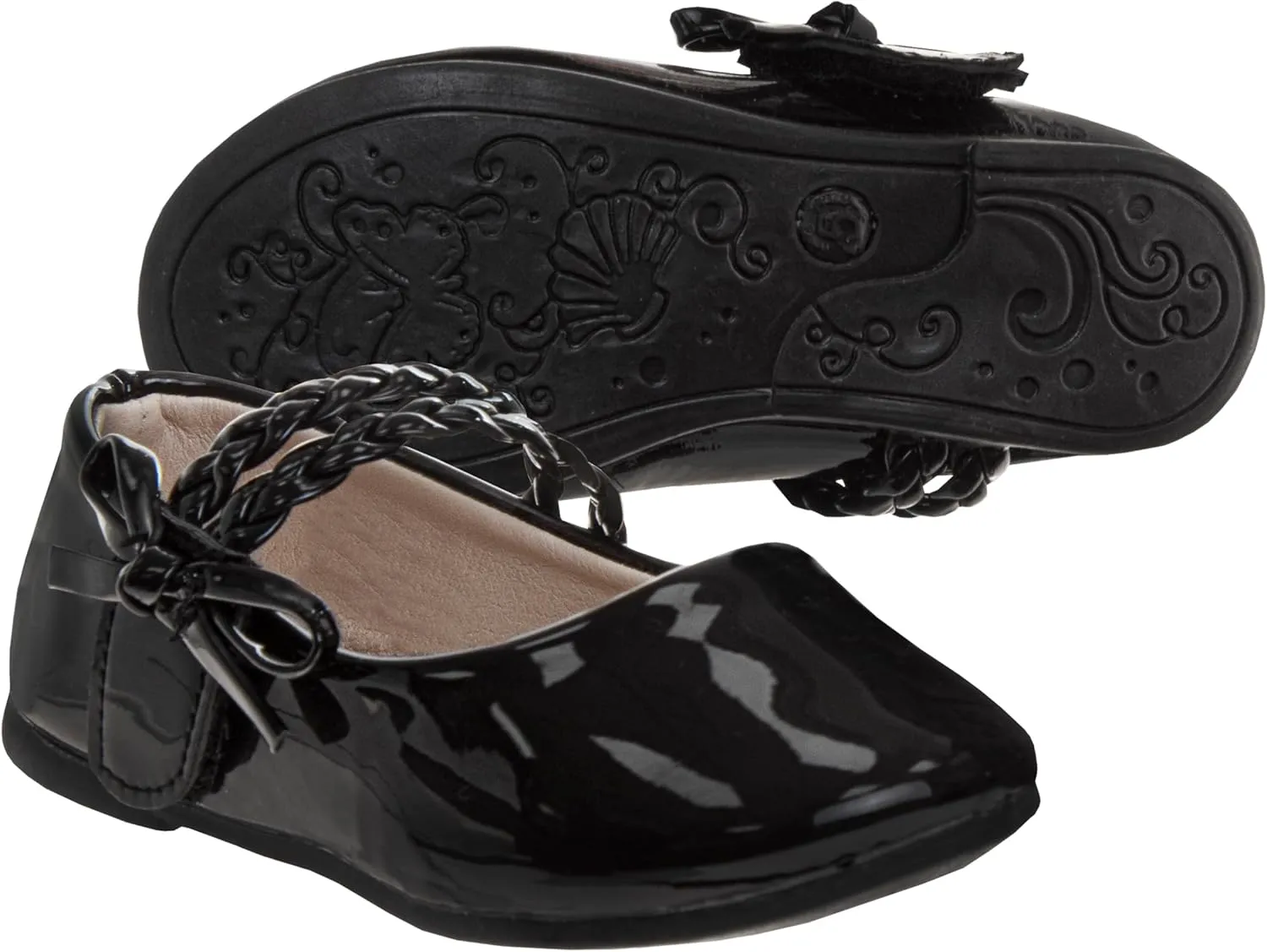 Girls Maryjane Flats Slipon Dual Strap Closure - Formal Dress Shoes Mary Jane Sandal Flat
