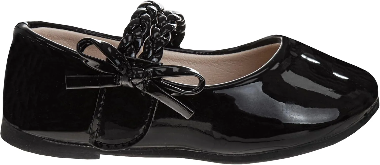 Girls Maryjane Flats Slipon Dual Strap Closure - Formal Dress Shoes Mary Jane Sandal Flat