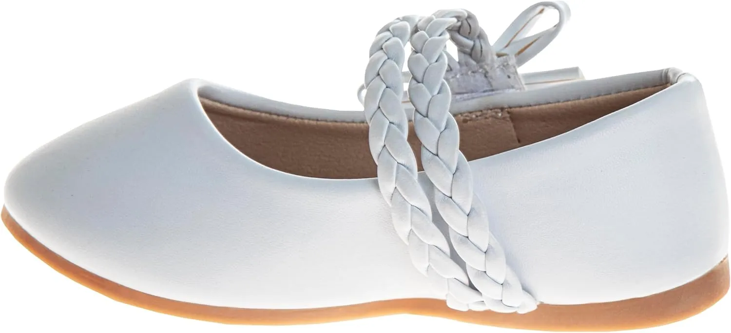 Girls Maryjane Flats Slipon Dual Strap Closure - Formal Dress Shoes Mary Jane Sandal Flat