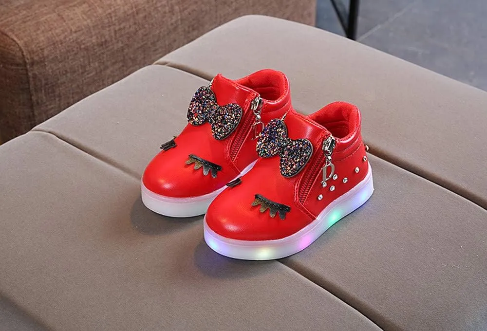 Girl's Snow Boots Ankle Boots for Girls Luminous Zipper Short Suede Booties Fashion Boots for Toddler Kids